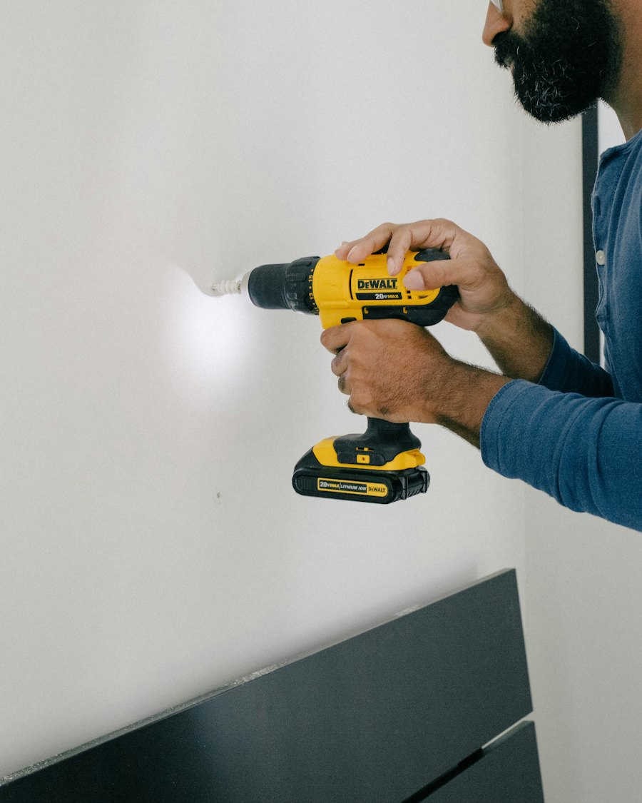 Drilling into a wall for mounting